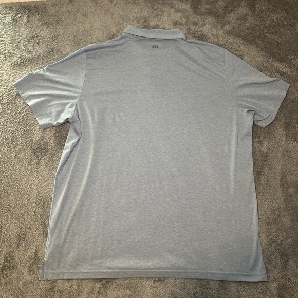 Travis Matthew Men's SZ 3XL Short Sleeve Gold Polo Baby Blue W Grey Stripe Shirt - Picture 14 of 16